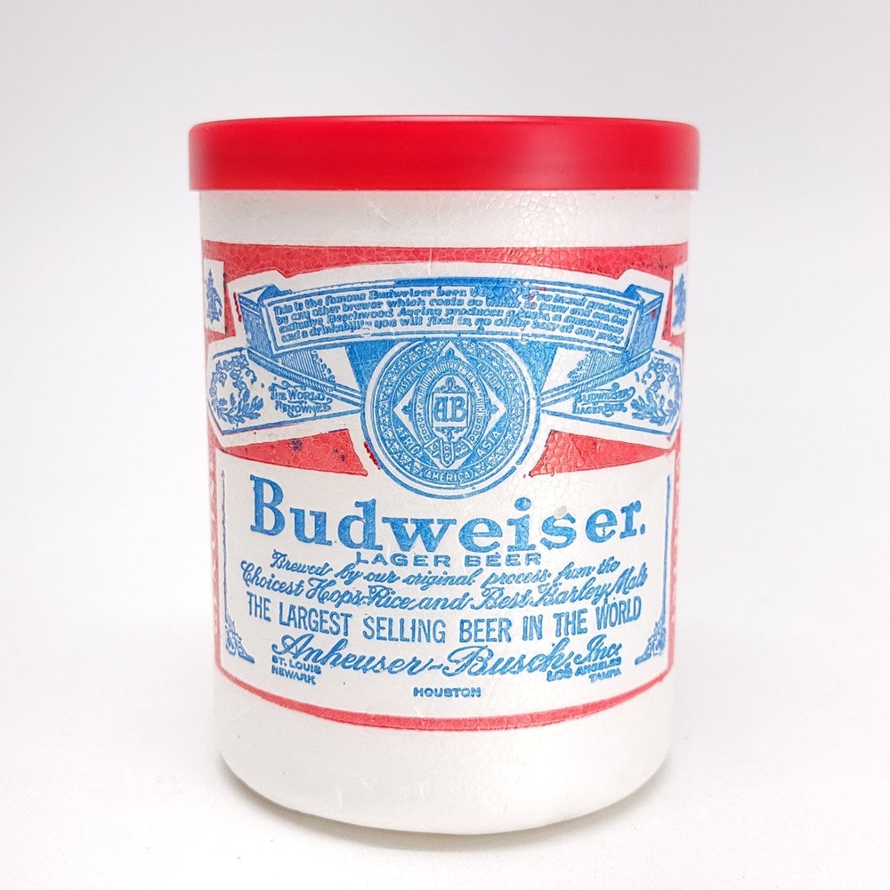 Vintage 80s Budweiser Styrofoam Can Cooler Anheuser Busch Koozie USA‎